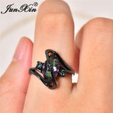 Elegant Black Gold Filled Emerald CZ Ring Vintage Wedding Rings For Women Christmas Eve Gift Fashion Jewelry