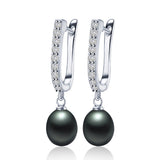 big size 925 sterling silver dangle earrings,high quality natural pearl drop earrings for women,genuine pearl jewelry