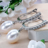big size 925 sterling silver dangle earrings,high quality natural pearl drop earrings for women,genuine pearl jewelry