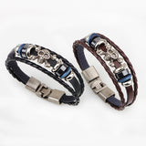Hot Sale Bracelet Men Women Handmade Braid Genuine Leather bracelet Wrap Charm Skull Bracelet Bangle Men Jewelry