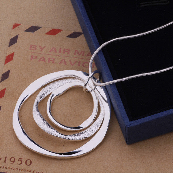 Top Quality Pure Silver Jewelry Round Circle Pendant Silver Necklace Women Accessories