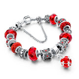 Fashion 925 Silver Crystal Charm Bracelets for Women With Purple Murano Glass Beads bracelets & bangles Love DIY Jewelry Bracelet