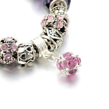 Fashion 925 Silver Crystal Charm Bracelets for Women With Purple Murano Glass Beads bracelets & bangles Love DIY Jewelry Bracelet