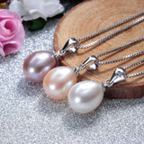 Fashion 925 sterling silver necklace pendant for women genuine freshwater pearl jewelry 8-9mm