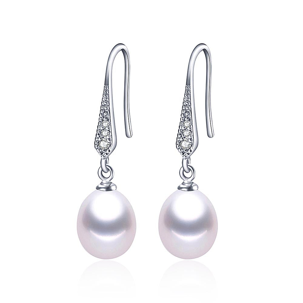 925 sterling silver earrings natural freshwater pearl jewelry for women platinum plated earrings 