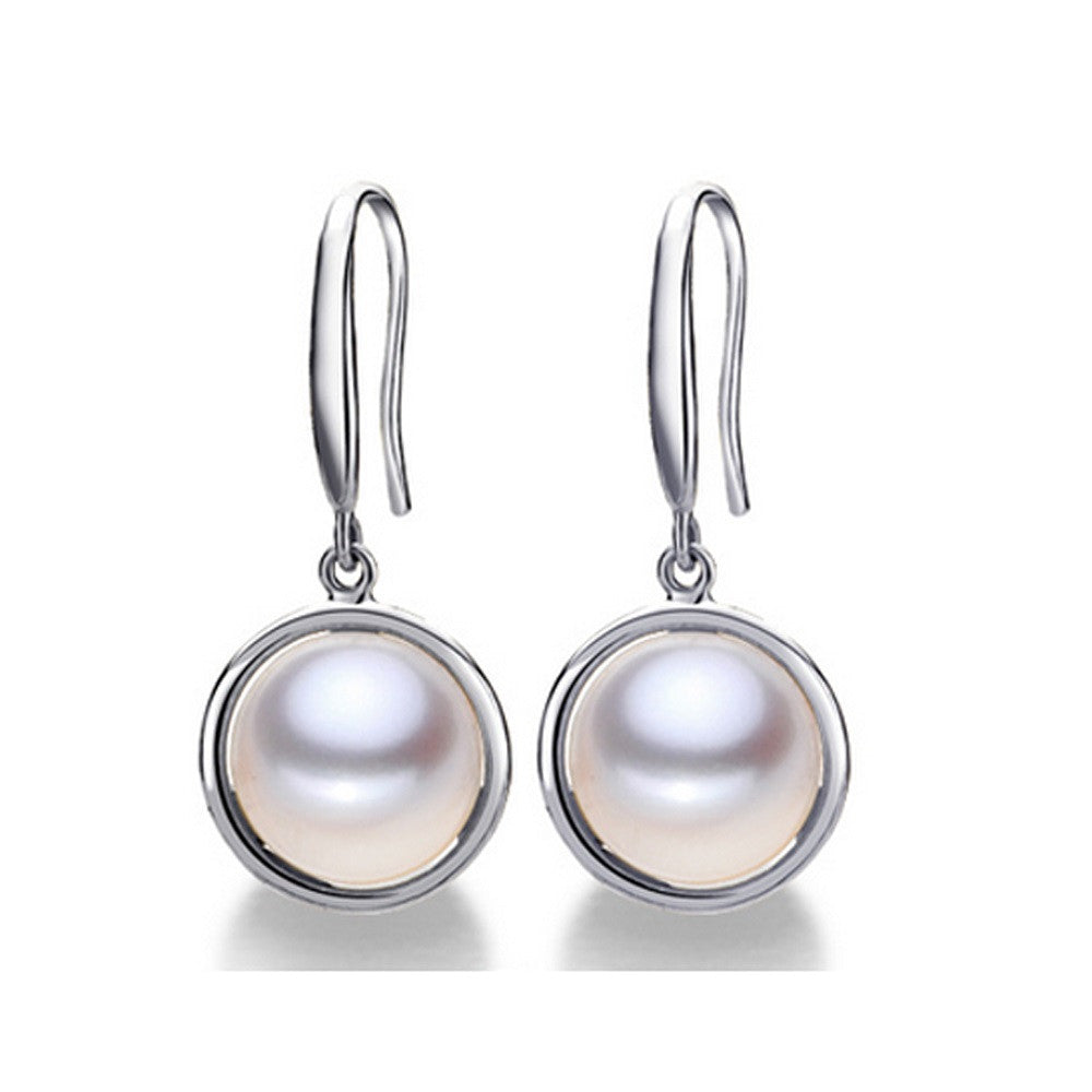 New fashion 925 sterling silver earrings for women high quality 9-10mm natural pearl jewelry 3 colors stud earrings