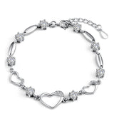 Sterling Silver 925 Jewelry Heart-shaped Bracelet Female Bracelet Genuine Top Quality