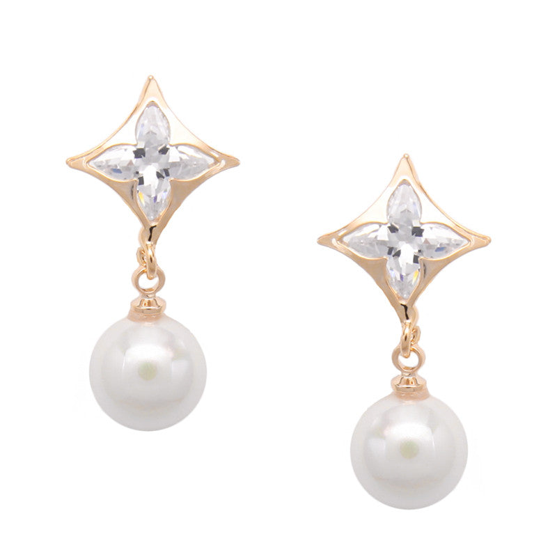 Cubic Zirconia Women Clip Earrings Gold Pearl Jewelry Clip Earrings without Piercing No Hole Ear Clips for Girls