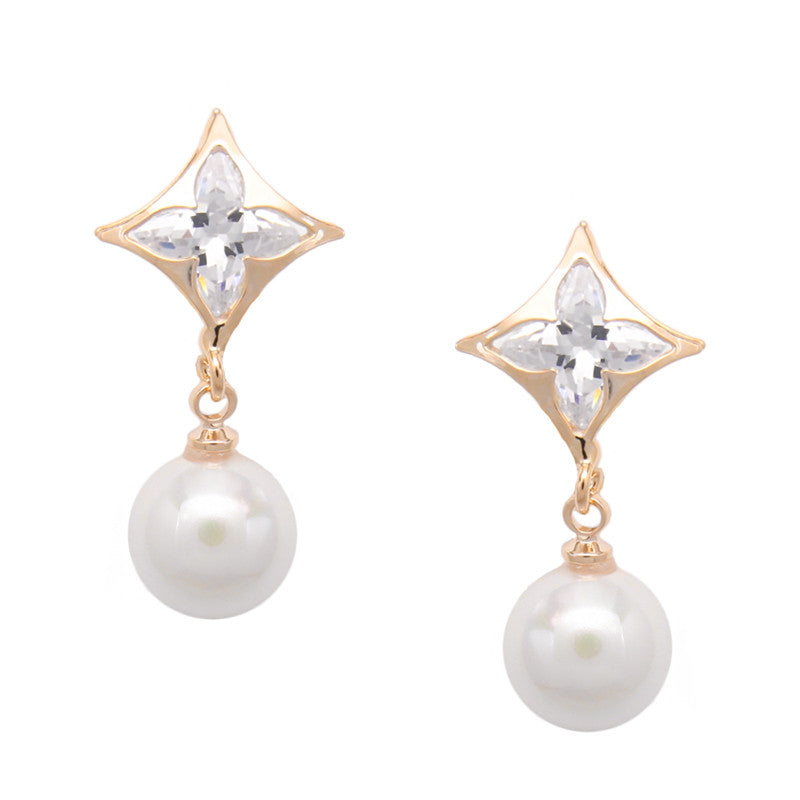Cubic Zirconia Women Clip Earrings Gold Pearl Jewelry Clip Earrings without Piercing No Hole Ear Clips for Girls