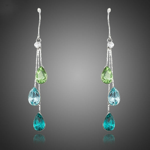 Elegant Charm Earrings for Women With 3pcs Water Drop Stellux Austrian Crystal Dangle Wedding Earrings