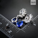 Elegant Clear and Dark Blue Color Top AAA+ Cubic Zirconia Water Drop Earrings 