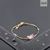Gold Plated Stellux Austrian Crystal Butterfly and Flower Charm Bracelet 