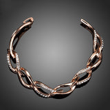 Latest Design Rose Gold Plated Clear Stellux Austrian Crystal 8 Leaves Connected Bracelet 