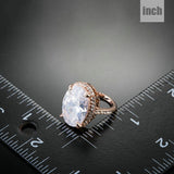 Rose Gold Plated Big Oval-cut 5ct Egg Shaped Clear Cubic Zirconia Finger Ring