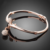 Rose Gold Plated Full Stellux Austrian Crystal Round Pendant Bangle Bracelet