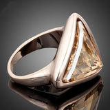 Rose Gold Plated Gold Color Triangle Stellux Austrian Crystal Ring 