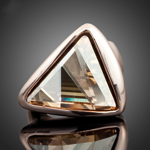 Rose Gold Plated Gold Color Triangle Stellux Austrian Crystal Ring