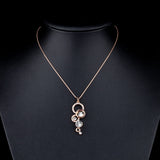 Rose Gold Plated Pure Clear Simply Small Round 1 carat Cubic Zirconia Pendant Necklace