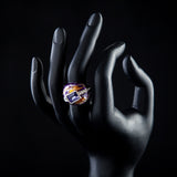 Royal Design Platinum Plated Stellux Austrian Crystal Multicolour Oil Painting Pattern Ring 