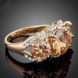 Sparkling Gold Plated 3pcs Gold Colour Stellux Austrian Crystal Ring 