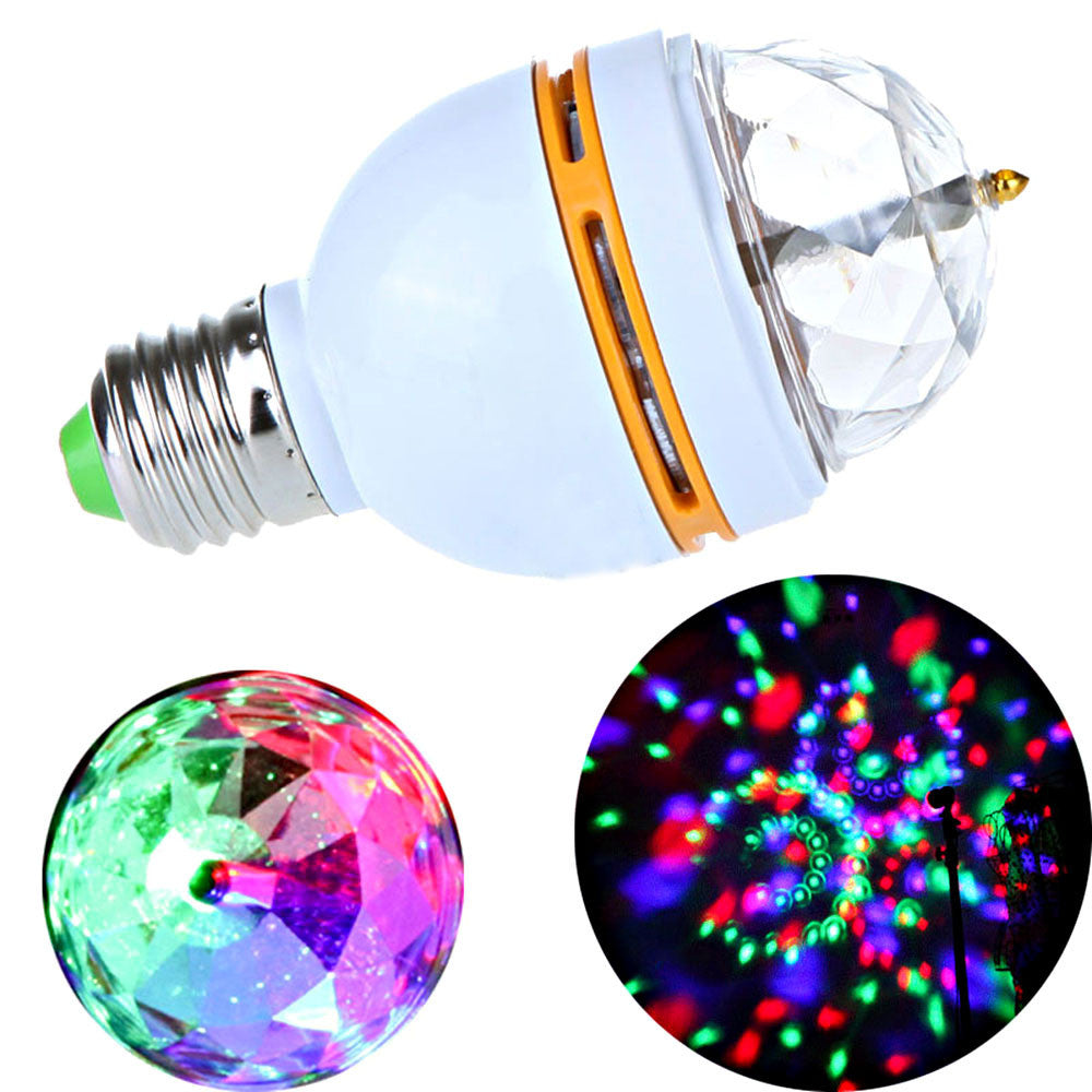 E27 3W Colorful Auto Rotating RGB LED Bulb Stage Light Party Lamp Disco