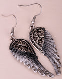 Angel wings dangle earrings antique gold silver plated W crystal women biker bling jewelry gifts