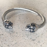 Antique Silver Punk Skull Stainless Steel Bracelet Mens &Women Gothic Jewelry Open Bangle Fashion Jewelry Gifts 
