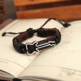 Genuine Leather Bracelets Hollow Guitar Charm Bracelet for Women Men Friendship Bracelets Fine Jewelry Christmas Gift