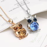Vintage Austria Rhinestone Cute Owl Charm Necklaces & Pendants Fashion Mother Girl Gift Statement Jewelry