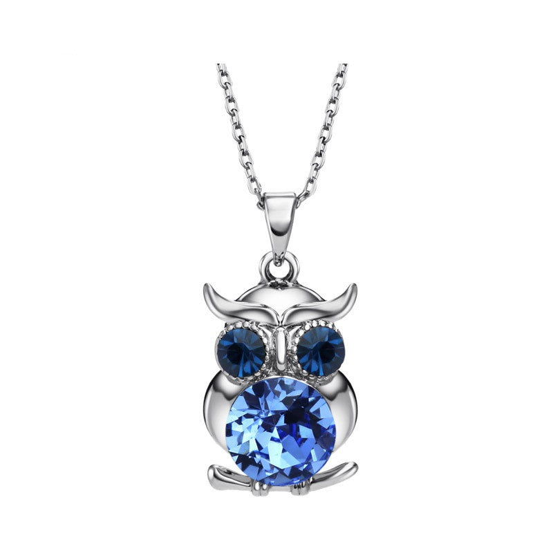 Vintage Austria Rhinestone Cute Owl Charm Necklaces & Pendants Fashion Mother Girl Gift Statement Jewelry