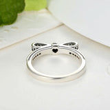 Authentic 100% 925 Sterling Silver Sparkling Bow Knot Stackable Ring Micro Pave CZ Wedding Jewelry 