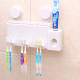 Automatic Toothpaste Dispenser Squeezer 6 Toothbrush Holder with 3 Cups Storage Organizer Wall-mounted Stand Family Bathroom Set