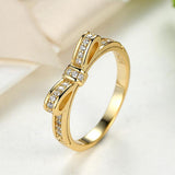 Authentic 100% 925 Sterling Silver Bow Knot Stackable Ring Micro Pave CZ Rose Plated Women Wedding Jewelry 