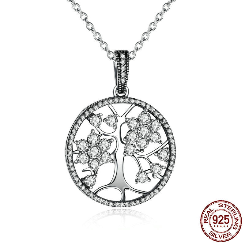 Classic 925 Sterling Silver Tree of Life Pendant Necklaces for Women Women Fine Jewelry collares