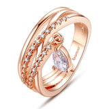 Gold Plated Bohemia Ring for Lady Wedding with Water Drop Pendant Special Store Jewelry 