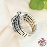New Classic 925 Sterling Silver Big Bow Knot DELICATE SENTIMENTS RING Finger Ring For Women Wedding Fine Jewelry 