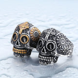 Cool Men's Gothic Carving Skull Ring For Man Stainless Steel High Quality Detail Biker Skull Jewelry For Boy 