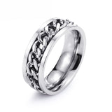 New Plated Gold/Black Man's Cool Spin Chain Ring For Man Stainless Steel Cool Man Woman Fashion Jewelry 