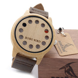 New Design 12 Wholes Leather Band Casual Unique Wooden Quartz Watch