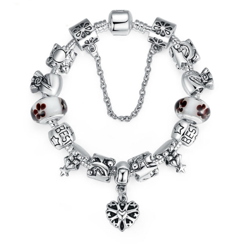 Luxury Silver Charm Bracelet for Women With High Quality Murano Glass Beads DIY Christmas Gift