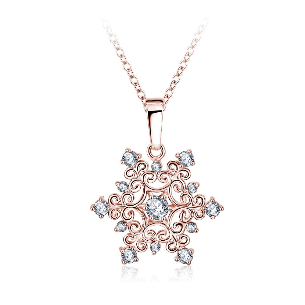 Exquisite Snowflake Pendant Platinum Plated with Zirconia Jewellery Valentine's Day Gift