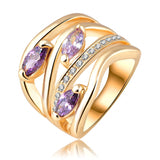 Newest Unique Multi-layer Engagement Rings Genuine Gold Plated Pave Austrian Crystals Fashion Jewelry 