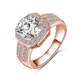 Trendy Ring Gold Square Shape AAA Cubic Zircon Brand Ring Fine Jewelry Women Rings 