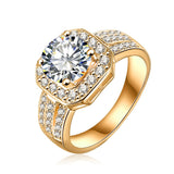 Trendy Ring Gold Square Shape AAA Cubic Zircon Brand Ring Fine Jewelry Women Rings 
