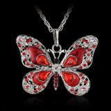 Beautiful Rhinestone Butterfly Long Necklaces Sweater Necklace Fashion Necklace For Women Necklace Pendants SilverJewelry Enamel