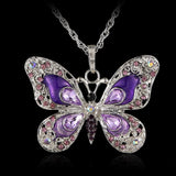 Beautiful Rhinestone Butterfly Long Necklaces Sweater Necklace Fashion Necklace For Women Necklace Pendants SilverJewelry Enamel