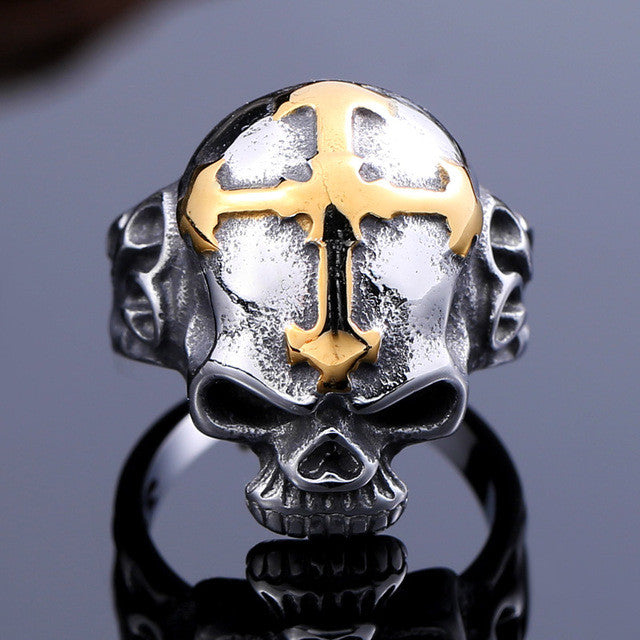 Beier new store 316L Stainless Steel ring top quality Hot sale men Punk Skull Ring Skeleton Style fashion jewelry