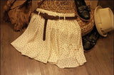 Fashion 4 Colors Pleated Floral Chiffon Women Ladies Cute Mini Skirt Belt Include Flower Printed Pattern Pleated Short
