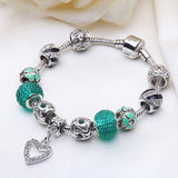 Best LOVE Gift Silver Plated Heart Charm bracelet for Women Murano Glass Beads Jewelry Original Bracelets Cuff Bracelet