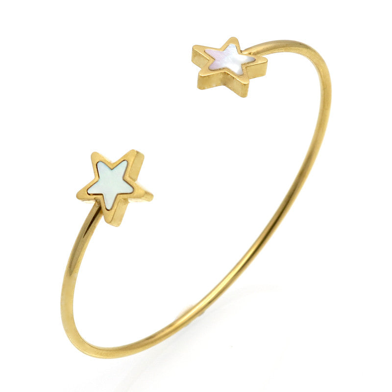 Clover/Heart/Triangle/Star Ope Bangle For Women 18K Real Gold Plated Fine Jewelry Fashion Female Bracelets & Bangles
